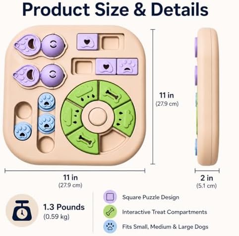 Tee Shirt Galaxy Dog Puzzle Toys, Treat Dispensing Puzzle Feeder for IQ Training and Mental Stimulation, Slow Feeder Enrichment Toy for Small Medium Large Dogs, Khaki