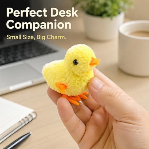 Wind Up Plush Chicken Pet Toy Set of 4, Moving Jumping Fluffy Clockwork Chick Toys with Chirp Sound, Interactive Entertainment Play Toys for Cats & Dogs