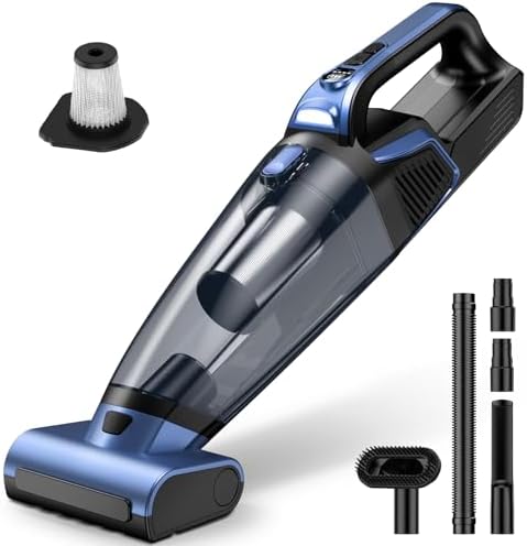 Pet Hair Handheld Vacuum Cordless: 20000PA Rechargeable Car Vacuum Cleaner | High Power Vacuum with Motorized Brush and LED Light, Hand Vacuum Cleaner with Reusable Filter for Car, Home, Office & Pet