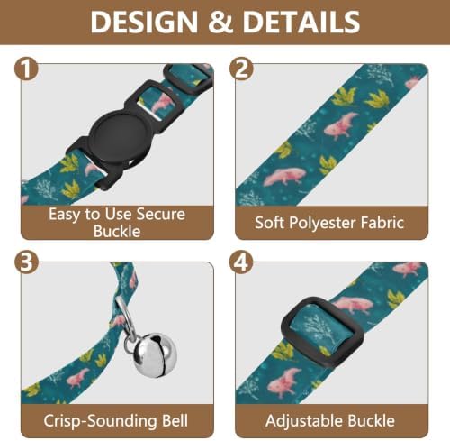 Cute Axolotls Adjustable Pet Collar, 2 Pack Puppy Collar with Bell