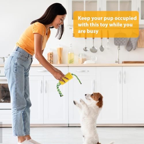 Interactive Dog Chew Toys for Aggressive Chewers - Durable Corn Rubber Toy for Medium & Large Breeds, Relieves Boredom and Anxiety(1 Pack Corn chew)
