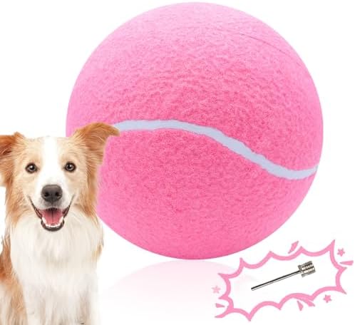Banfeng Big Tennis Ball for Dogs, Giant Dog Tennis Ball Toy Large Outdoor Sports Gift for Small Medium Large Dog (Pink, 9.5 inch)
