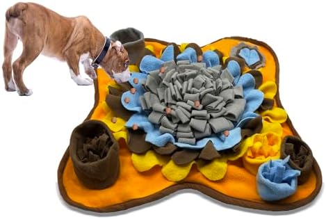 Dogs Snuffle Mat Pet Feeding Mats Puppy Sniffing Pad,Cat Doggies Interactive Puzzle Toys for Multiple Breeds Encourages Natural Foraging Skills,Training and Stress Release (Grey Brown)