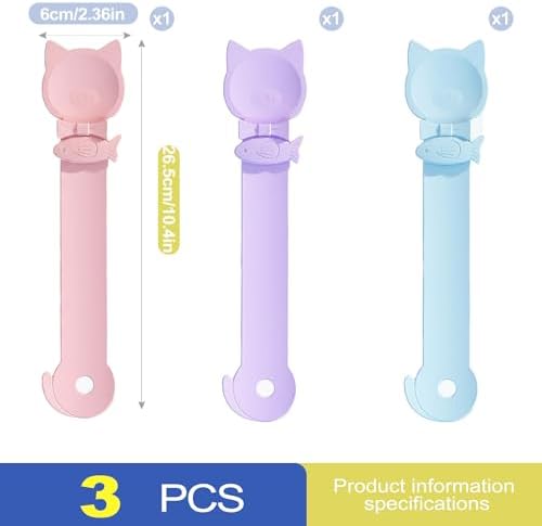 3 Pack Cat Treat Feeder Spoon Squeeze, Cat Strip Dispenser & Lickable Spoons for Wet Food, Mess-Free Plastic Tool