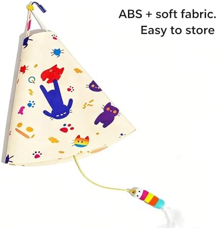 Interactive Hanging Cat Toy with Hidden Feather Teaser, Random Height Adjustment, Fast 0.5H Type-C Rechargeable Interactive Cat Toy, Door Hanging Enrichment Toy for Indoor Cats