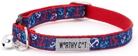 THE WORTHY DOG Summer Patterns, Breakaway Cat Collar, with Bell, Multi