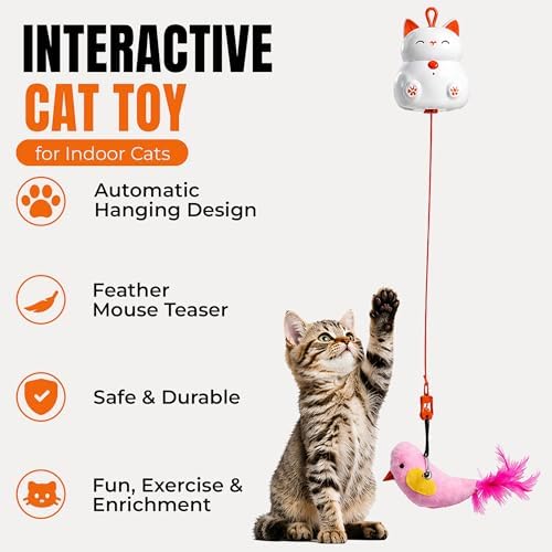 Indira Interactive Cat Toy – Automatic Moving Cat Toy with Birds & Ball, Cat Toys for Bored Indoor Adult Cats, Stimulating Cat Toys, Cat Interactive Toys for Indoor Cats Rechargeable