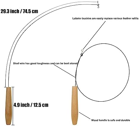 Cat Wand Toy, 6 Pieces Interactive Cat Wand Bird Feather Toys for Indoor Cats Play Exercise