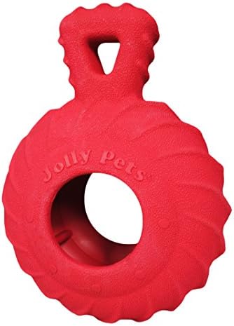 Jolly Pets Tuff Treader Dog Toy with Handle, 6 Inches, Red, Model:JTR23, All Breed Sizes