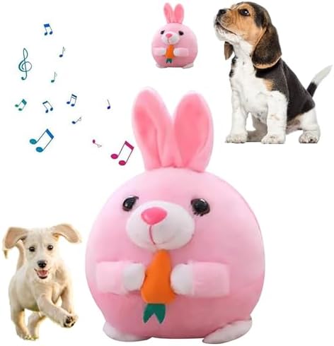 Active Moving Pet Plush Toy, 2026 Interactive Dog Toys Talking Moving Dog Ball Toy Washable Cartoon Pig Plush Sound Electronic Herding Ball for Dogs Shake Bounce Boredom Toys (Rabbit)
