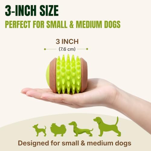 Dog Treat Ball, Treat Dispensing Puzzle Toys for Small & Medium Dogs, Green