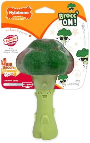 Nylabone Power Chew Broccoli Dog Chew Toy, Bacon & Cheese Flavor, Large