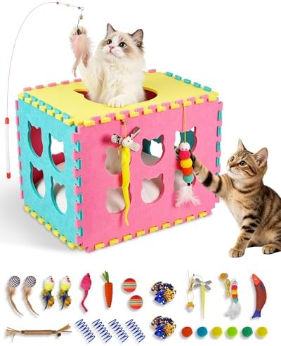 49pcs Cat Toys for Indoor Cats, Interactive Cat Toy for Exercise & Sleeping