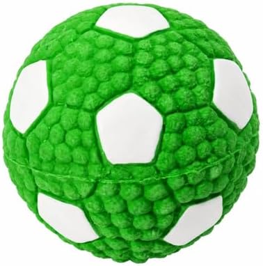 Squeaky Chew Dog Toys Interactive Sports Balls with Squeaker Soft Latex Rubber Bouncy Fetch Ball Toy (Soccer, Volleyball, Football, Tennis) for Puppy & Dog (Soccer-Green,Small)