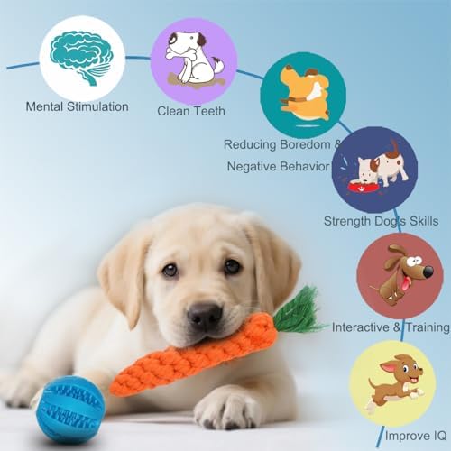 Dog Toys 15 Pack for Teeth Cleaning and Fun, Puppy Teething Chew Toys Bulk