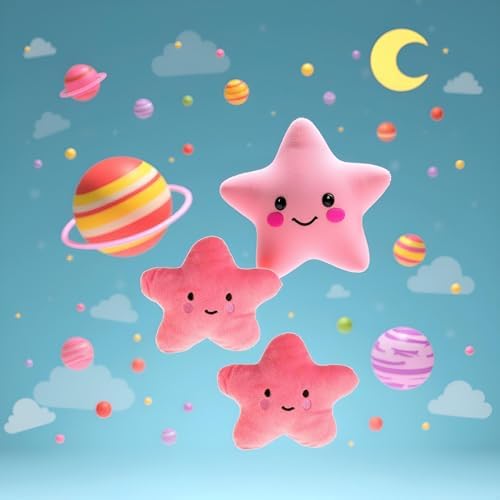 GANPUB 2Pcs Pink Star Plush Pet Dog Toys Cute Squeaky Toy for Interactive Toy Dog Chew Toy for Pet Dog Puppy Training Playing, Squeak