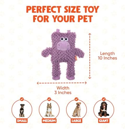 Block Heads Plush Dog Toy - Ruff Guard Technology - Oversized Squeaker Dog Squeaky Toys - Stuffingless Legs Design - Suitable for All Breeds - Interactive Perfect Bite-Size Shape for Thrashing Fun