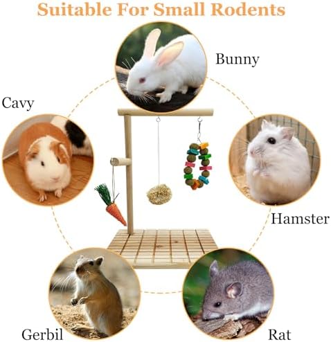 Hamiledyi Rabbit Toys for Bunnies Boredom Indoor Rabbit Scratching Board Bunny Chew Toys for Teeth Grinding Natural Fruit Wood and Corn Cob Timothy Ball Chewing Toys for Rabbits Other Rodent Pets