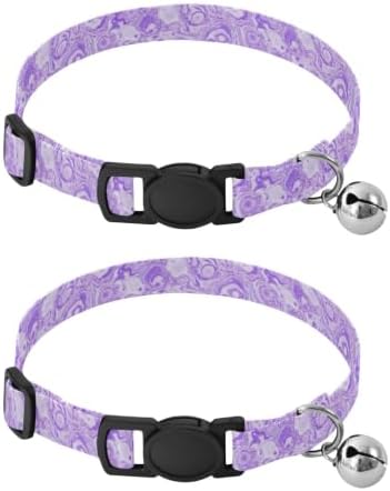 Marble Purple Easy to Clean Small Dog Collar 2 Pack Collars for Cats