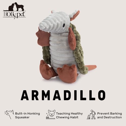 Hollypet Armadillo Squeaky Puppy Dog Toys for Small Medium Dogs, 8"