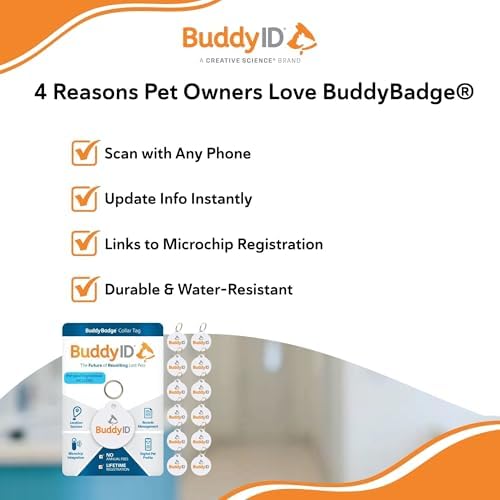 BuddyID BuddyBadge QR Pet ID Tags for Dogs & Cats, 12ct