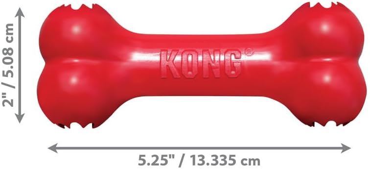 KONG Goodie Bone Small 2 Pack - Classic Durable Natural Rubber Dog Bone- Treat Dispensing - Red - for Small Dogs (2 Pack)