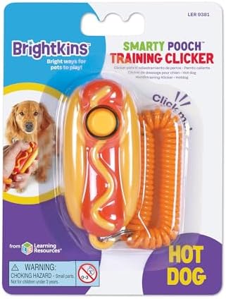 Learning Resources Brightkins Smarty Pooch Training Clicker: Hot Dog - 1 Piece, Enrichment Pet Birthday Toy, All Breeds Interactive Gift for Puppies, Training Tool for Puppies