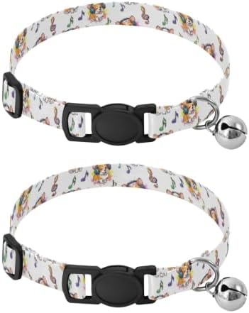 Cute Cartoon Dogs Headphones Collar with Bell for Dog Puppy 2 Pack Pet Collars Adjustable 10.6 to 17.1 Inches