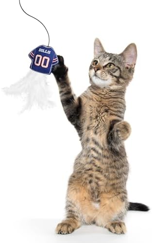 Pets First NFL Team Jersey Wand with CAT NIP, Cat Toy Jersey Shaped Plush Teaser Toy for Cats & Kittens - Interactive Pet Toy for Play & Exercise, Buffalo Bills