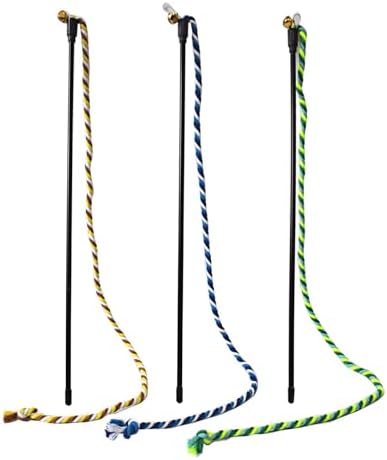 Cat Wand Toys 3 PCS String Kitten Toys Hemp Rope Kitten Stick Teaser Wand