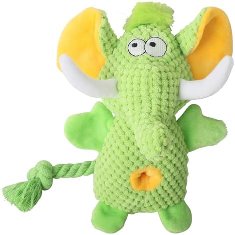 Forest Paws Green Elephant Snuffle Plush Squeaky Dog Toy with Crinkle Sound | Treat Dispensing | Chew-Resistant Toy for Puppy Teething & Tug of War | for Light & Moderate Chewers | Interactive Play!