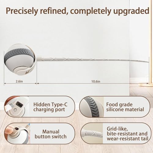 Interactive Cat Toy Ball Indoor Mouse Tail Ball for Cats (White)