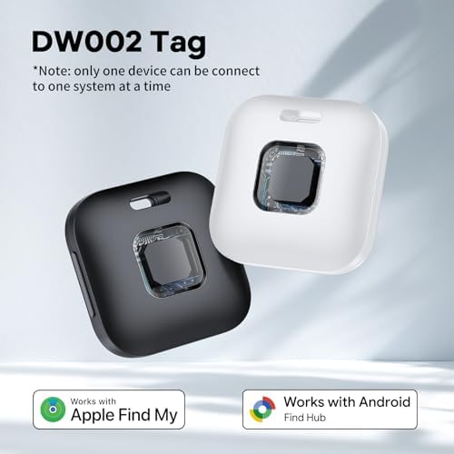 Hoxe Air Tracker Tags-4 Pack for iOS & Android, Smart Tag for Key, Bag, Pet | Dual System Luggage Tracker Compatible with Apple Find My & Google Find Hub App, Bluetooth Key Finder Replaceable Battery