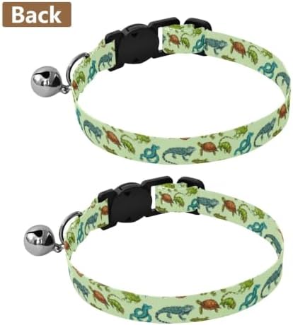 Cute Lizards Metal Bell Included Small Dog Collar 2 Pack Collars for Cats