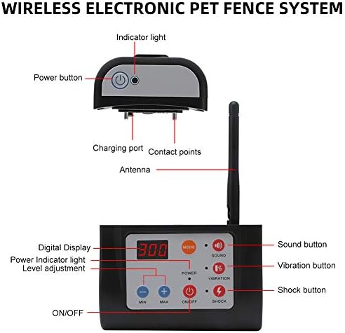 Dog Fence Wireless & Training Collar 2 in 1 System,Safe Outdoor Electric Pet Containment System,Beep/Vibration/Shock Collars with Remote, Waterproof and Rechargeable Transmitter and Collar,for1dog