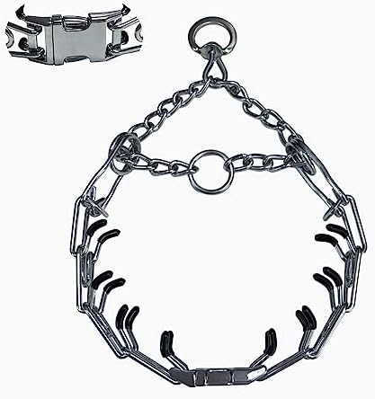 Prong Training Collar for Dogs, Adjustable Dog Pinch Collar with Quick Release Buckle, No Pull Collar for Small Medium Large Dogs, Extra Link and Caps