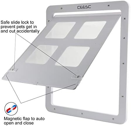 CEESC Dog Screen Door - Lockable Pet Door (14.56" x 16.92", Large, White)