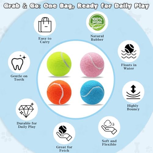 Magicorange Tennis Balls for Dogs,Colorful Easy Catching Dog Balls,4 Pack