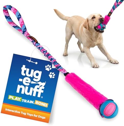Tug-E-Nuff Fauxtastic PowerBall Bungee Tug (Pink Pattern), Dog Toys, 25 in