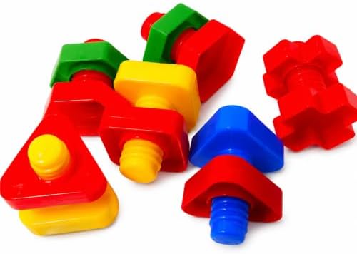 Bonka Bird Toys 3505 Pk6 Huge Nuts and Bolts Colorful Enticing Large Screw Interactive Foot Beak Throw Parrot Cockatoo Amazon African Grey Macaw Hyacinth