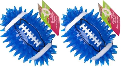 Gnawsome 4.5" Spiky Squeak & Light Football for Dogs - Durable, Rubber Bouncy Puppy Fetch & Chew Toy for Your Pet, Colors Will Vary for All Breed Sizes (Pack of 2)