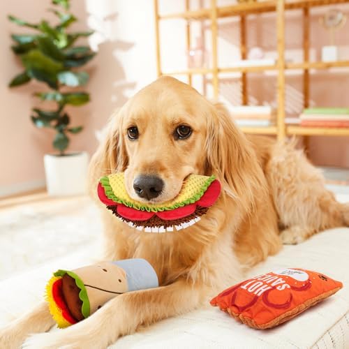 PrimePets 3PCS Plush Squeaky Dog Toys, Pet Toy for Small Medium Large Dogs