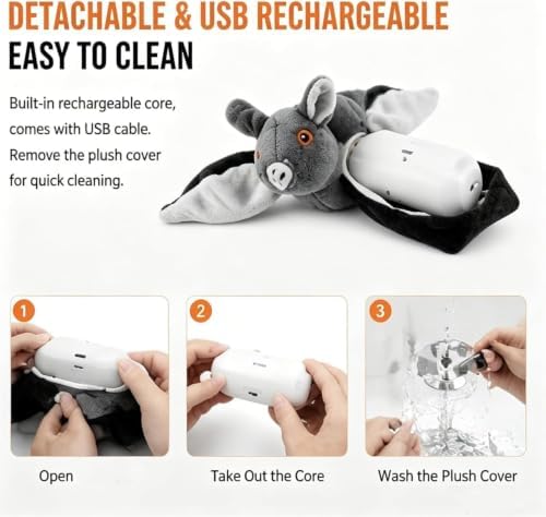 Flying Bat Toy for Dogs & Cats, Flapping Wings Interactive Pet Toy, Flapping bat Toy with Chirping engages Cats and Dogs, mimics Real Flying Motion. Cute Interactive pet Teaser