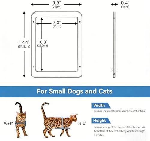 Namsan Cat Door for Screen Door, Passage 8.3 x 10.3 inches, Small Dog Door for Sliding Door, Cat Screen Window, Magnetic Flap Auto Closing, Screen Door with Doggie Door Built in, Lockable, White