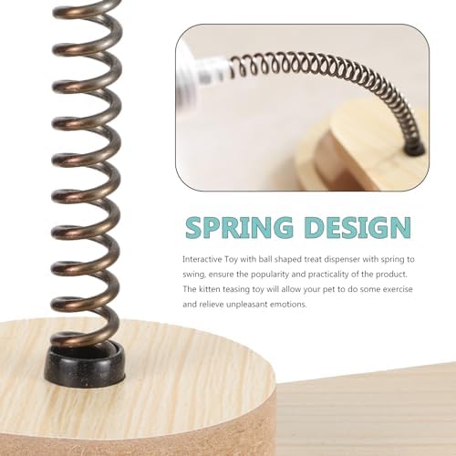 FRCOLOR Cat Treat Dispenser Interactive Cat Feeder Toy with Track Ball for Indoor Cats Kitten Wooden Cat Toy with Automatic Slow Feeder Ball