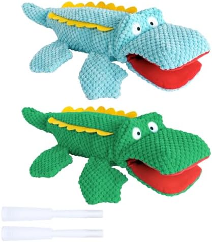 SCHITEC Squeaky Dog Toys, No Stuffing Crinkle Plush Water Bottle Dog Toy, [2 Pack] Interactive Squawking Puppy Teething Pet Chew Toy for Small Medium Large Dogs