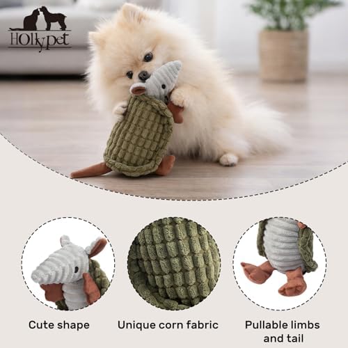 Hollypet Armadillo Squeaky Puppy Dog Toys for Small Medium Dogs, 8"