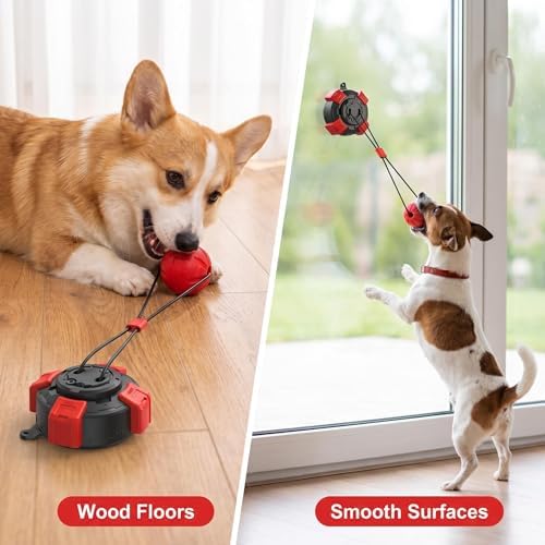 Dog Toys Upgraded Suction Cup Tug Dog Ball, Chew & Puppy TeethingToy Ball, Indoor & Outdoor Interactive Chew Toy for Aggressive Chewers