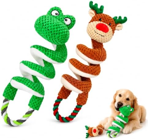 2 Pack Squeaky Dog Toys with Pull Rope Plush Tug Toys for Dogs, Colorful*D