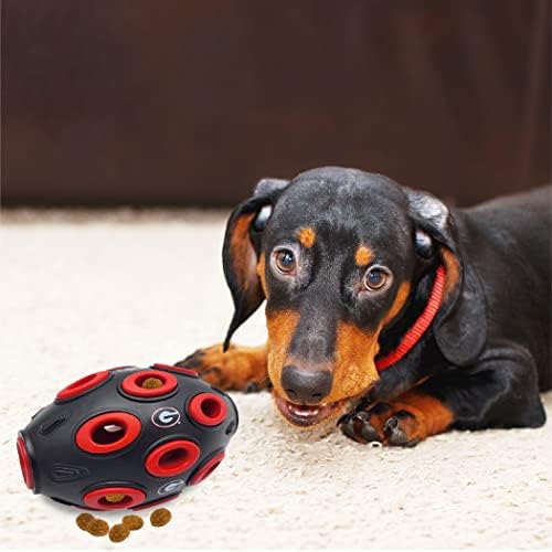 Pets First NCAA Georgia Bulldogs Football Treat Dispensing Toy for Dogs and Cats, Rubber Ball Dog Feeding Toy